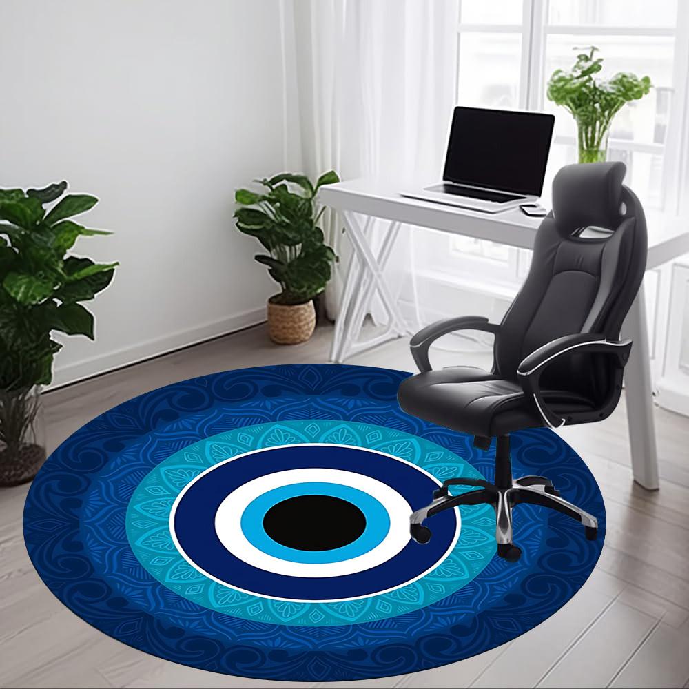 1 Stück Blaue Nazar-Dekoration Stuhlteppich für das Büro, Weiche bequeme Matte für Büro, Wohnzimmer, Schlafzimmer, Maschinenwaschbarer Teppich yy251112098