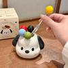 Cute Puppy Fruit Fork Set Household Stainless Steel Dessert Small Fork Storage Jar Living Room Fruit Tea Children's Fruit Stick