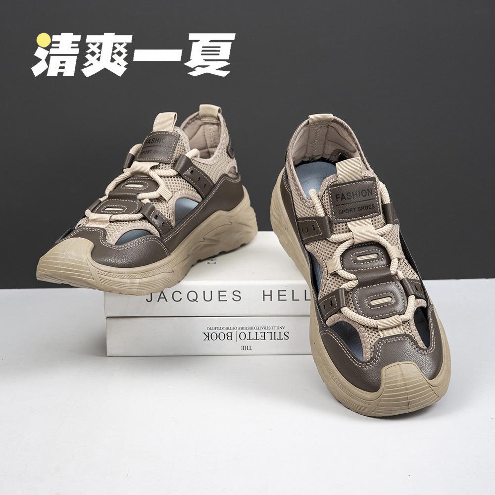 

Сандалии мужские летние пляжные спортивные и для отдыха большого размера с отверстием для отслеживания сандалии уличные сумка-голова внешнеторговая мужская обувь 39