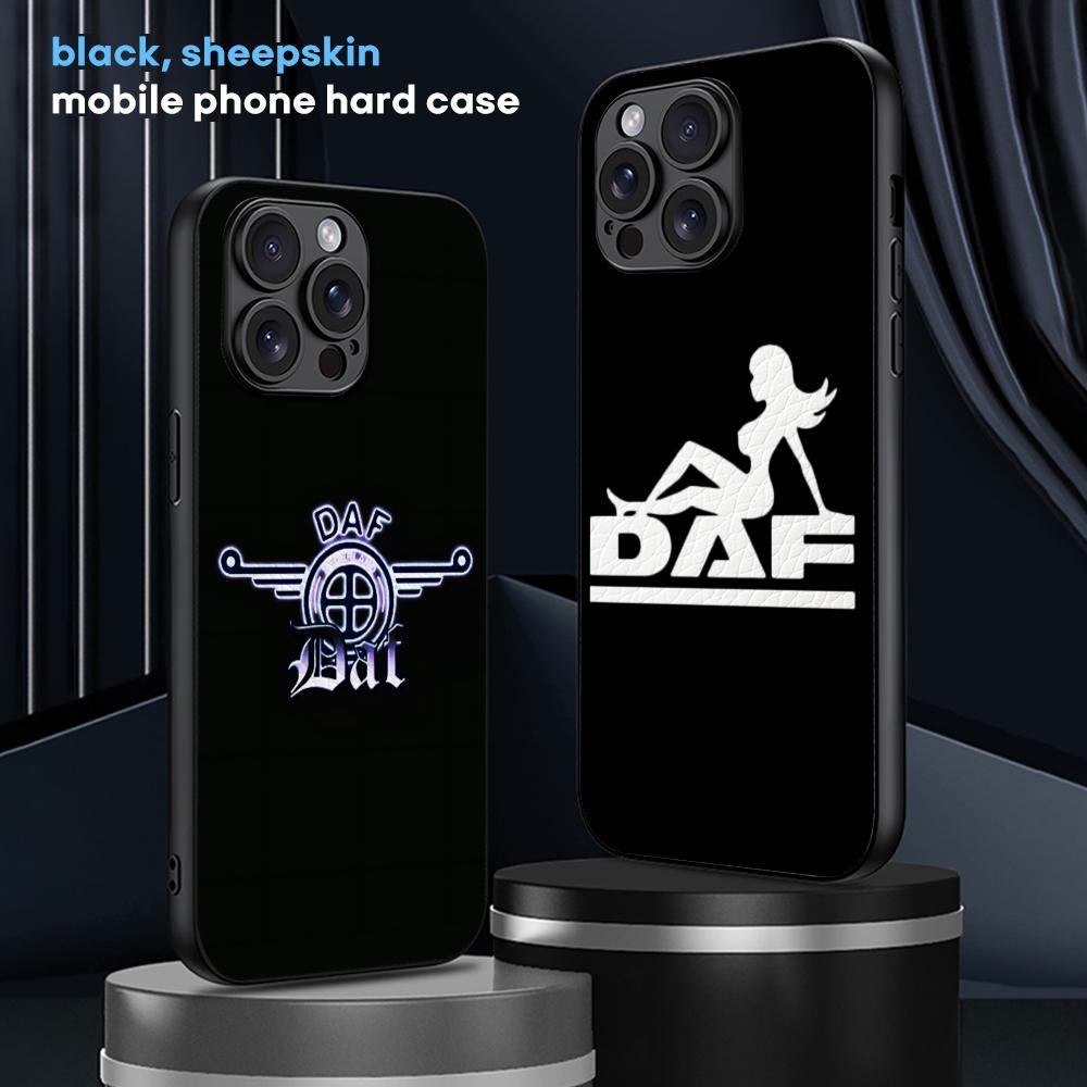 D-dafs Logo Car Logo Fashion Pattern Phone Case For iPhone 16 15 14 13 12 11 Plus Pro Max Limited Black Hard Case Sheepskin