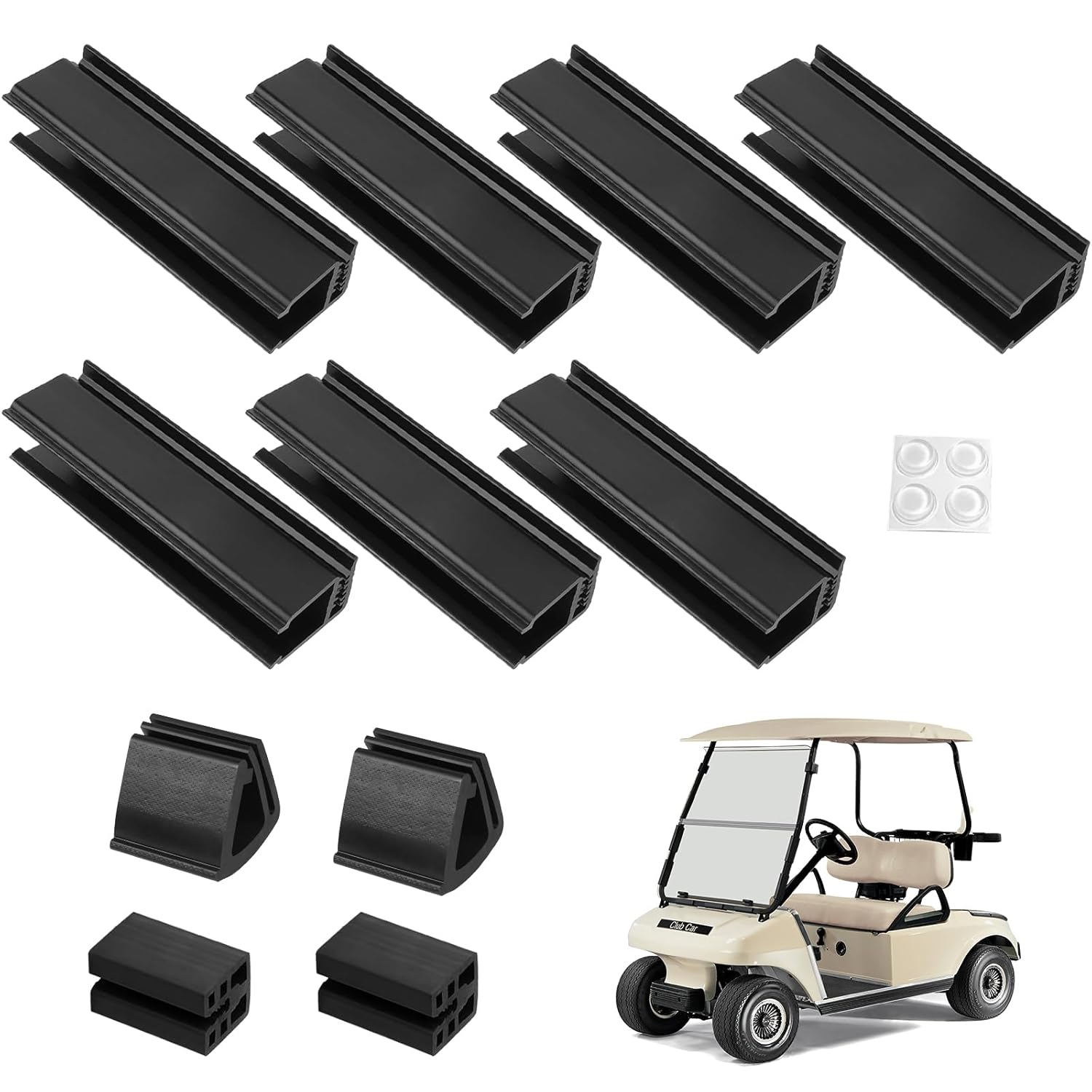 Golf Cart Windshield Retaining Clips Kit for Club Car DS/Yamaha, 7+2+2 Windshield Mounting Sash Short Clips Universal Fit 1 x1  Struts Rail for Club