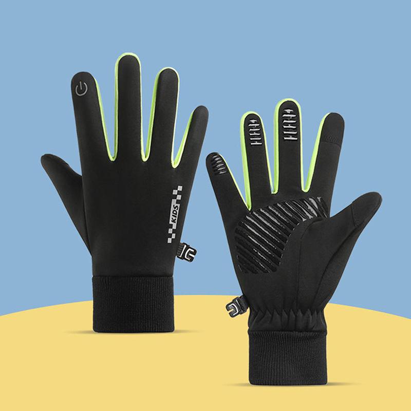 Winter Cycling Gloves For Boys And Girls Warm Fleece Touchscreen Waterproof Keep Warm Gloves For Riding Mittens Hand Warmer