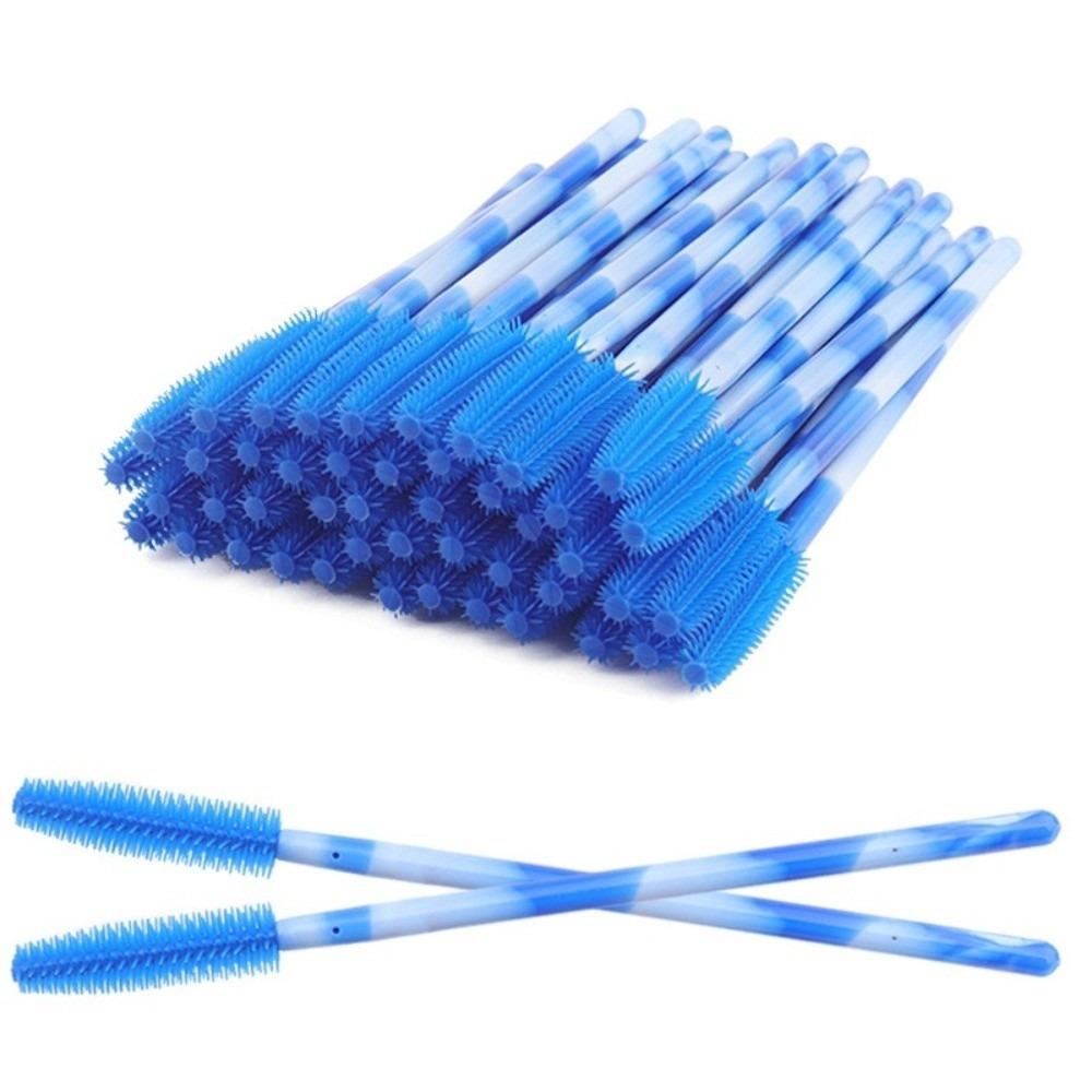 50Pcs Disposable Eyelash Brushes Makeup Tools Silicone Eyelash Makeup Brush Microbrush Rainbow Color Mascara Wand Applicator