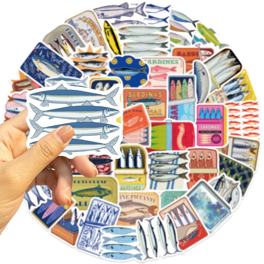 50 wasserdichte Sardinen-Aufkleber für Scrapbooks/Handyhüllen