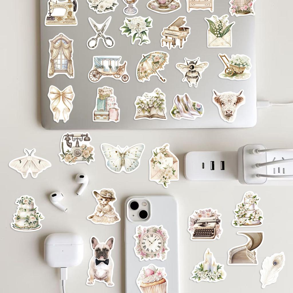 50 Cartoon White Renaissance Graffiti Stickers Decorative Guitar Notebook Suitcase DIY