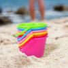 6 Pcs Water-Splashing Festival Toy Beach Sand Buckets with Handle Sand Pails  Outdoor Summer