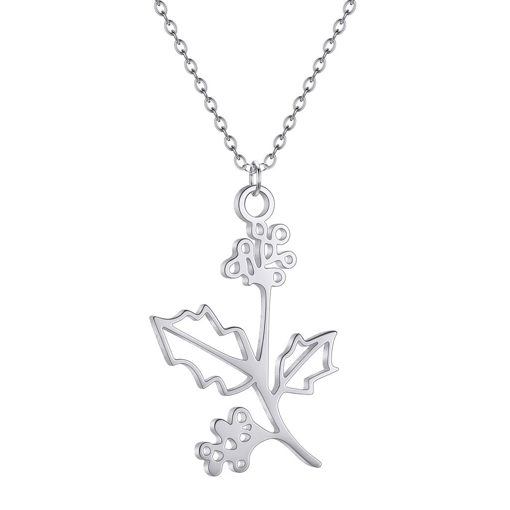 Kinitial Stainless Steel Birth Month Flower Necklace 12 Month Birthday Floral Pendants Necklace Bracelet Women Jewelry Gifts