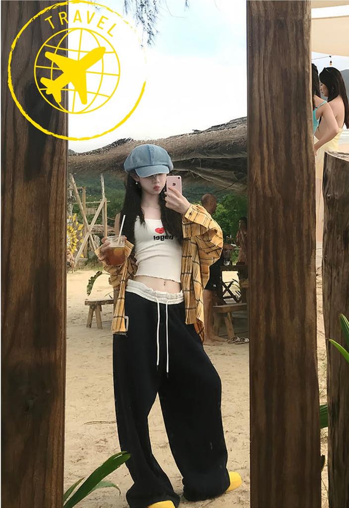 Jog Track Relaxed Loose Sports [kanaelun] Women's Sweatpants, Relaxed, Loungewear, Pajamas, Roomwear, Jersey, Sportswear, Jog, Pants, Joggers, Pants,