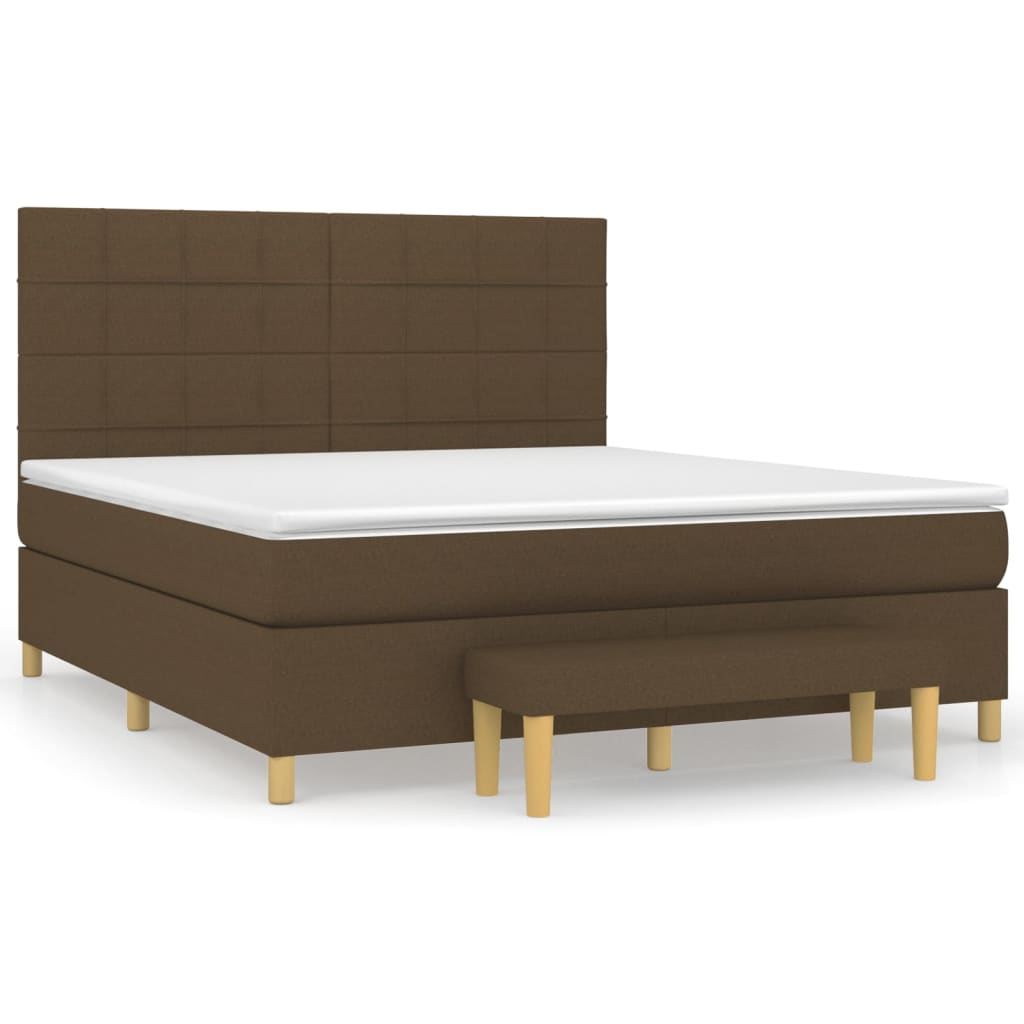 Box Spring Bed with Mattress Dark Brown 160x200 cm Fabric