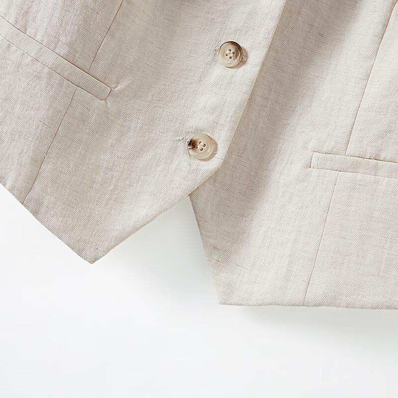 Damen Kurzweste mit V-Ausschnitt aus Leinenmischung