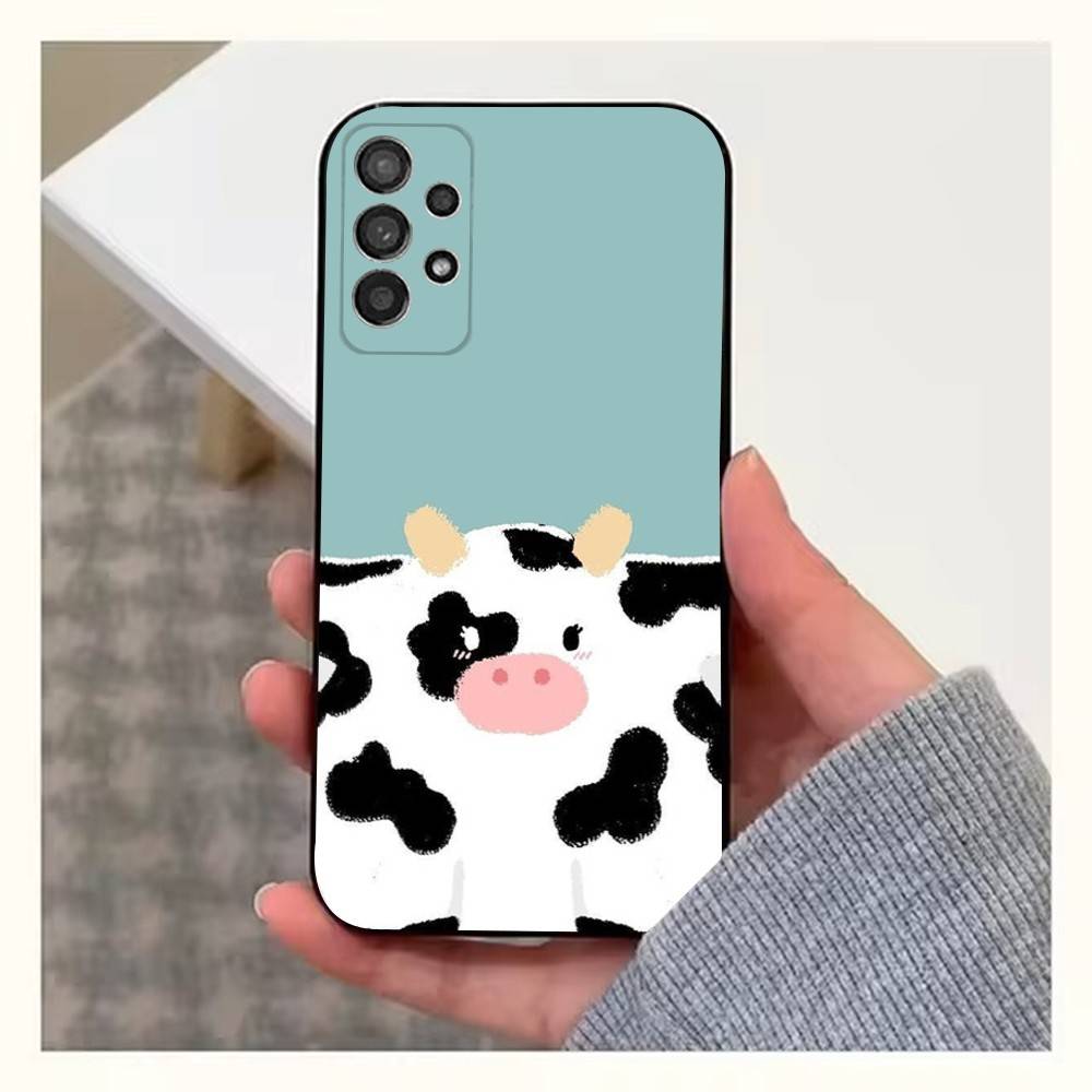 Cute Cow Print  Phone Case For Samsung S9,S10,S20,S10,S21,S25,S24,S23,Ultra,FE,Plus,Lite,Soft Silicone Black Cover