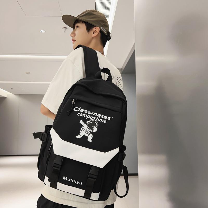 

New high school college student schoolbag women s simple versatile large-capacity men s backpack чорний