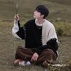 Boy's Color-Block Sweater: Trendy Loose-Fit Casual Pullover for Autumn/Winter