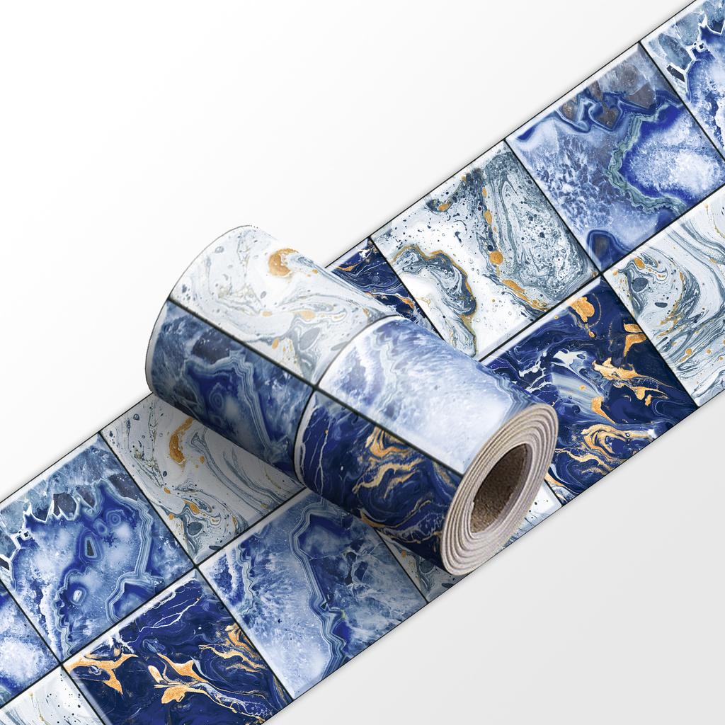 Luxury Marble Skirting Corner Wall Sticker Bathroom Office Glass Waist Line Home Decor Waterproof Floor Waveguide Art Wallpaper