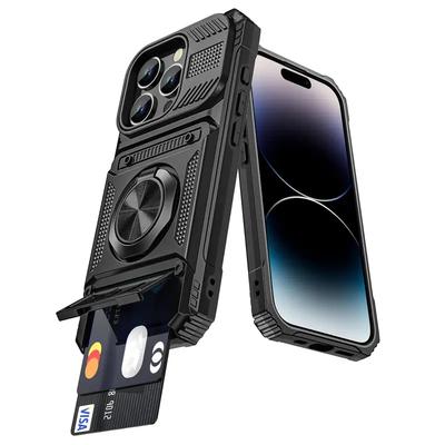 Odolné pouzdro Pro iPhone 17 16 14 13 Pro Max iPhone 11 Magnetický otočný kroužek Skryté sloty na karty Plné krytí Fundas Coque