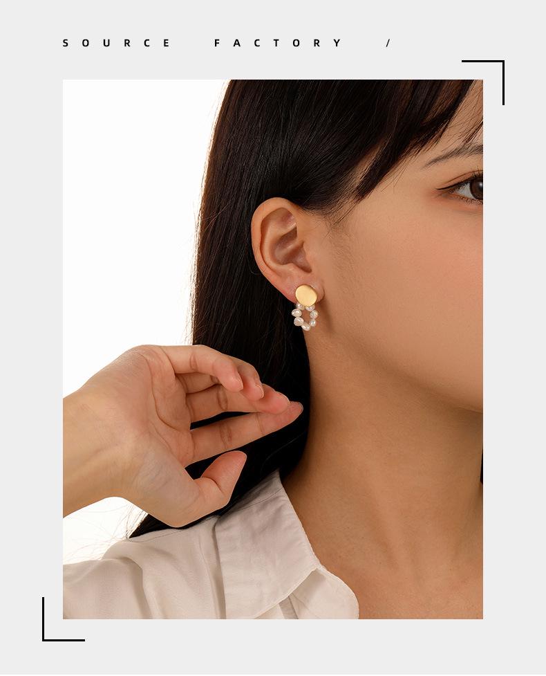 French Retro Freshwater Pearl Beaded Earrings - Elegant Silver Needle Design for Women