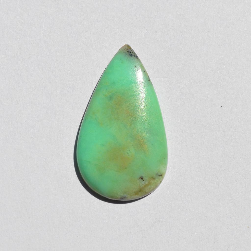 Natural Chrysoprase Gemstone Cabochon - Loose Semi Precious Stone 19 Carats Pear Shape 33x19 Mm, Jewelry Craft Supply