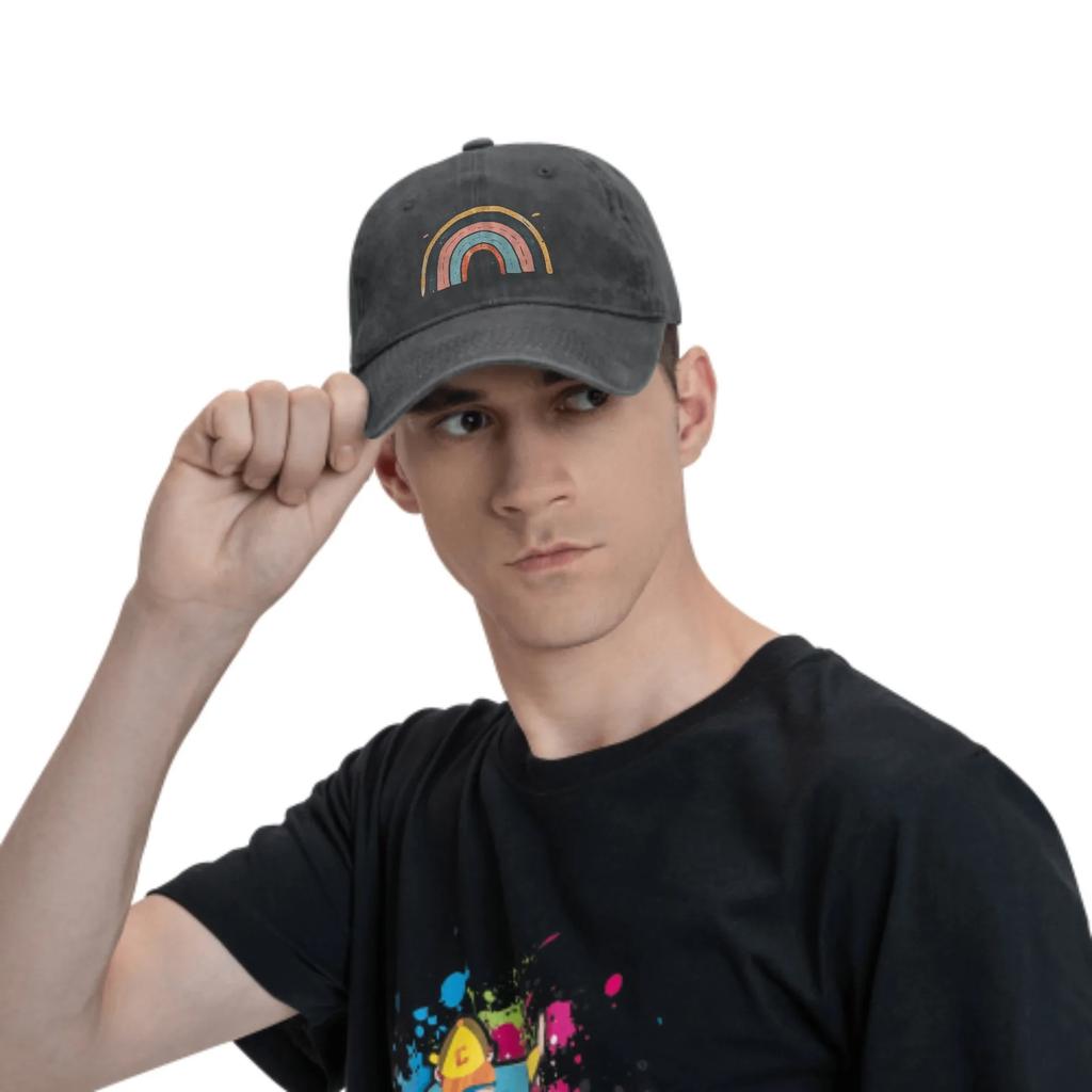 Gorra de camionero de algodón clásica de moda arcoíris colorido acuarela, gorra de vaquero de papá de verano, gorras de baloncesto para ocio al aire libre