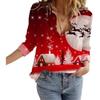 Women's Long Sleeve Shirts Sweet Cute Christmas Santa Claus Print Turn-down Collar Button Shirt Autumn New Streetwear Clothing