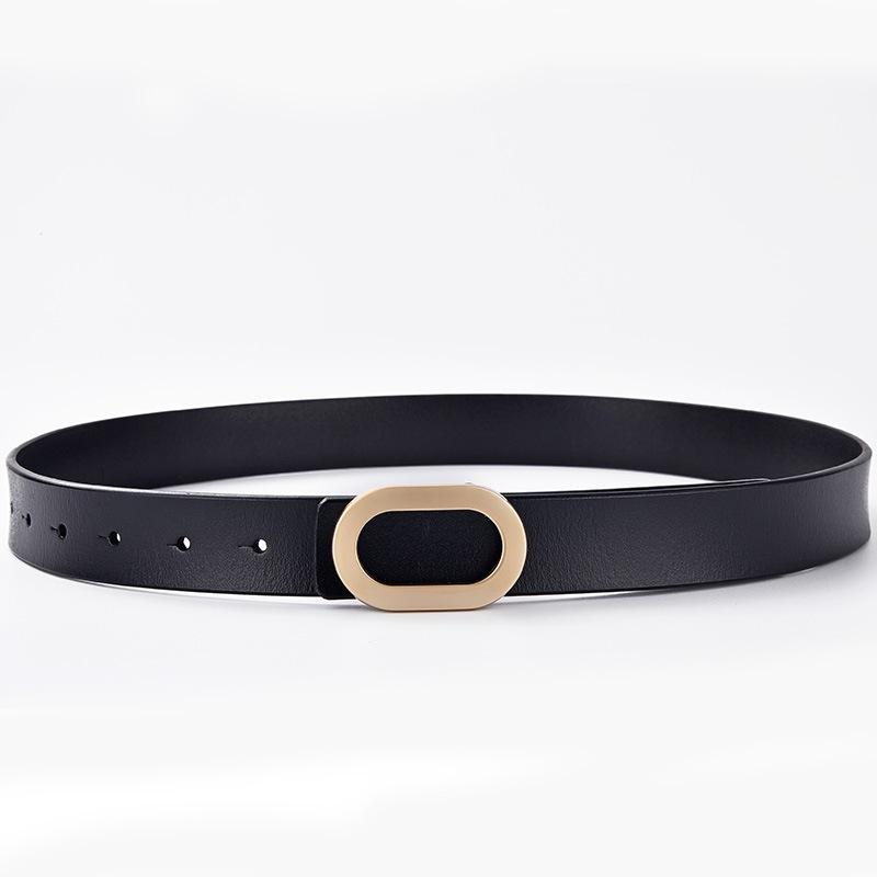 Simple Leather Vintage Belt for Women Casual Simple Versatile Oval Buckle Jeans Accessories Classic Business Belt