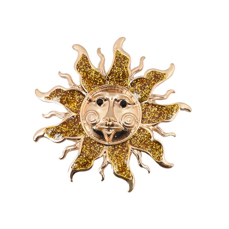 Vintage Milky Way Star And Moon Emblem Helios Round Oil Drip Diamond Pearl Brooch Brooch Accessories