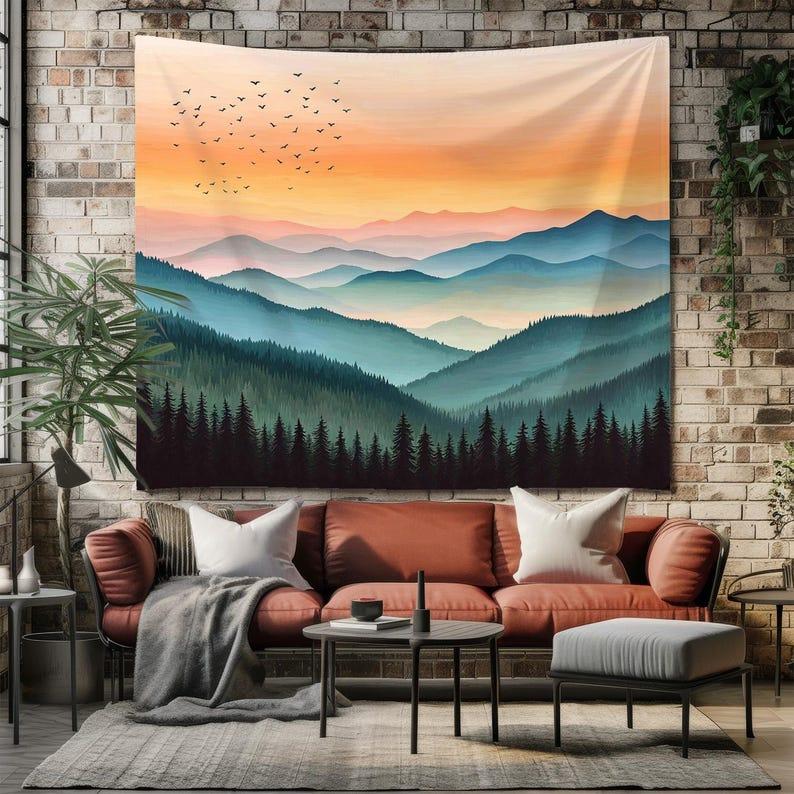 Sunset over the mountains tapestry 75x100 чёрный