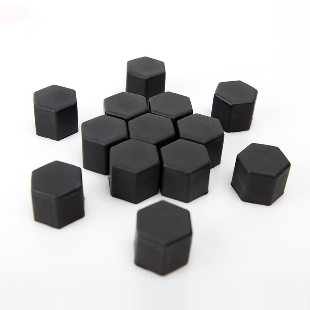 New 20pcs 17/19/21mm Silicone Car Wheel Hub Screw Nut Decoration Cap Cover Black Auto Accessories Styling Protective Bolt