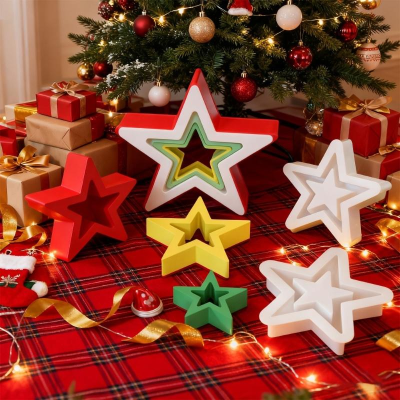Hollow Star Silicone Mold Christmas Ornament Resin Mold Pentagrams Silicone Mold Christmas Star Epoxy Resin Casting Mould