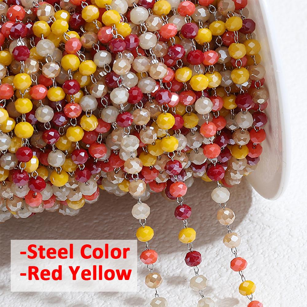 1meter Stainless Steel Beaded Chain Colorful Gravel Stone Triangle Bead Chains for Necklaces Bracelets DIY Boho Jewelry Making