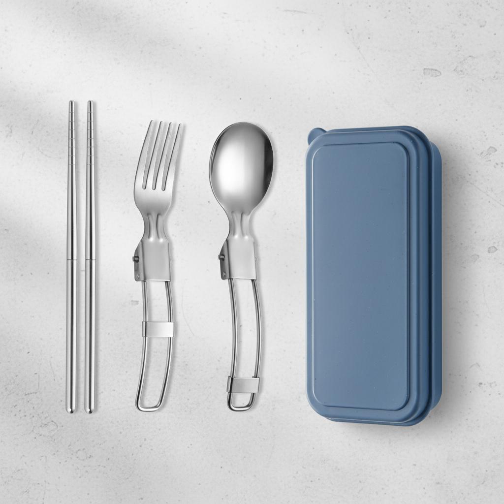 Stainless Steel Portable Cutlery Set 304 Material Foldable Design For Picnic Camping