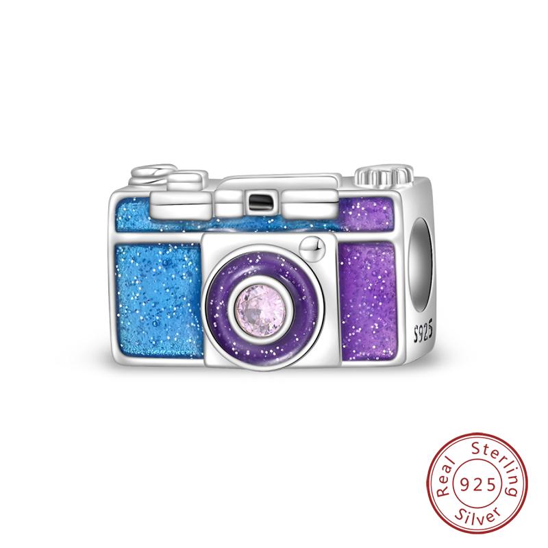 100% Copper Purple Color Series Chameleon Butterfly Balloon Charms Beads Fit Qikaola Original Bracelets Diy Jewelry