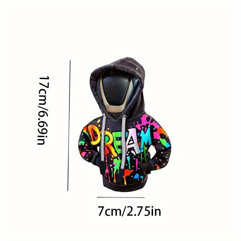 1PC Creative Graffiti Pattern Hoodie Car Shift Knob Cover, Polyester Fiber Gear Shift Dust Cover, Universal Fit for Car Decoration and Gift