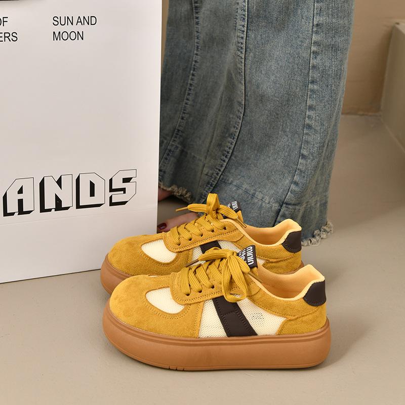 2025 Spring New Versatile Fashion Casual Shoes Korean Version of Color Matching Delicate Moral Training Shoes Trendy Board Shoes Women's Muffin Shoes