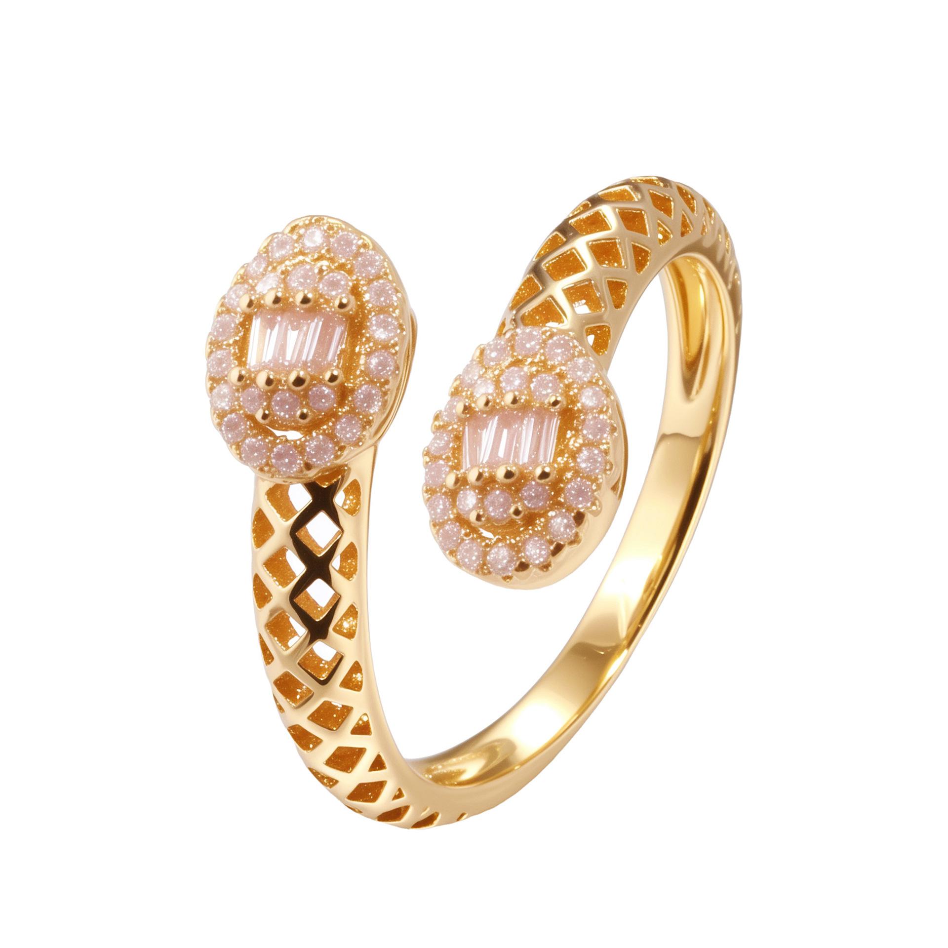 New snake shaped oil dripping ring, ins style, colorful ring, copper gold-plated, set with zircon 1 золотой