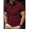 Polo casual sportiva da uomo in jacquard con colletto rovesciato e maniche corte