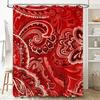 Red Paisley Pattern Shower Curtain Decorative Bathtub Liner for Bathroom Accessories Home Improvement