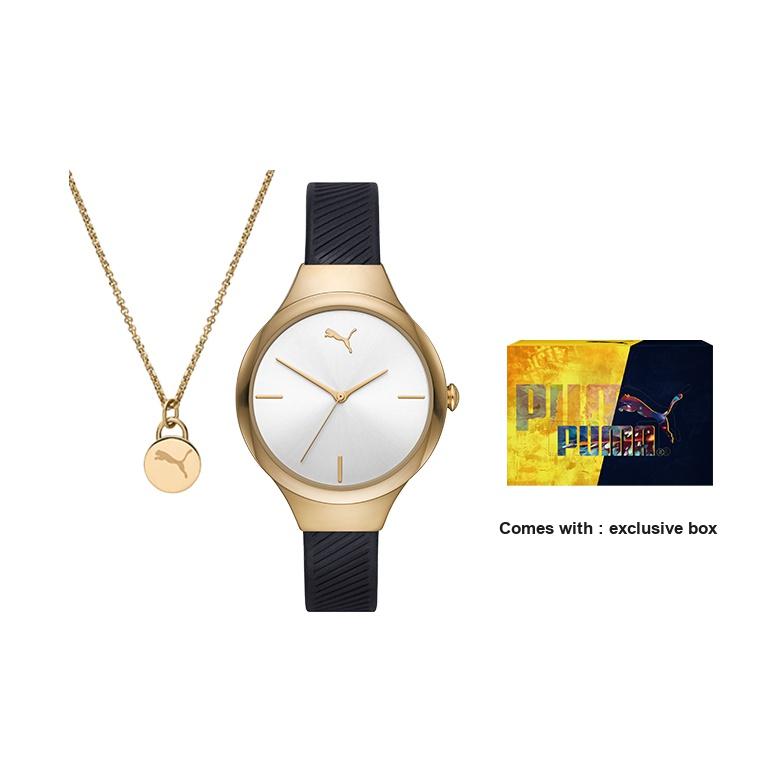 

Puma Quartz Watch With PU Strap And Silver Dial 30M Water Resistant Women watches P1052 Rose Gold Pendant