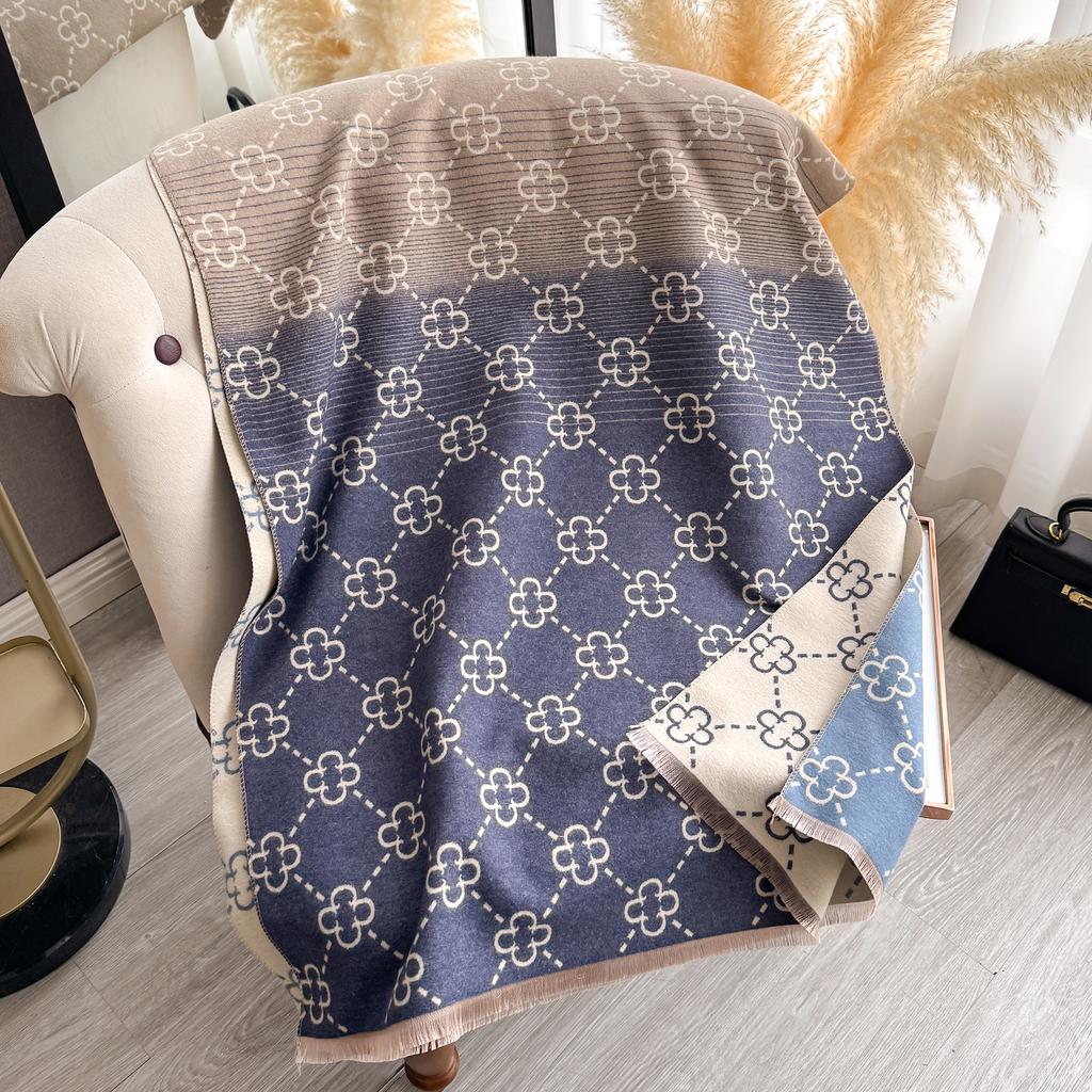Luxury Print Cashmere Poncho Shawl Thick Pashmina Winter Wrap Casual Hijab Stole Warm Bufanda Echarpe For Women