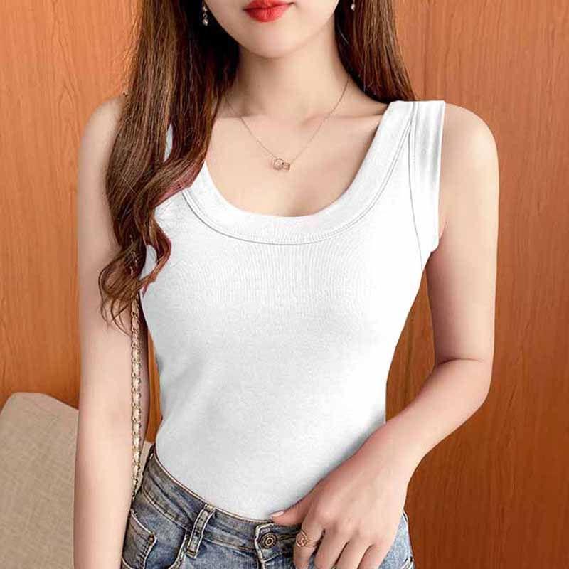 Einfaches und Elegantes Modal-Texturiertes Frühling Sommer U-Ausschnitt Camisole für Damen Basis Top