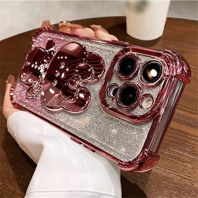 Husă Pentru Samsung S25 S24 S23 S22 S21 S20 Plus FE Ultra S25Edge Oglindă de Machiaj Invizibilă Suport Iepure Antishock Sclipici Husă Moale
