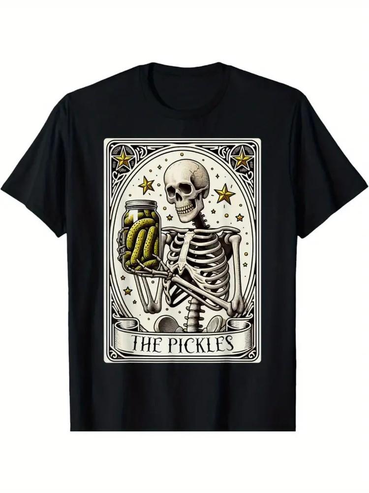 

Men s The Pickles Tarot Card Skeleton Graphic T-Shirt - Casual, Comfortable Bl 4XL