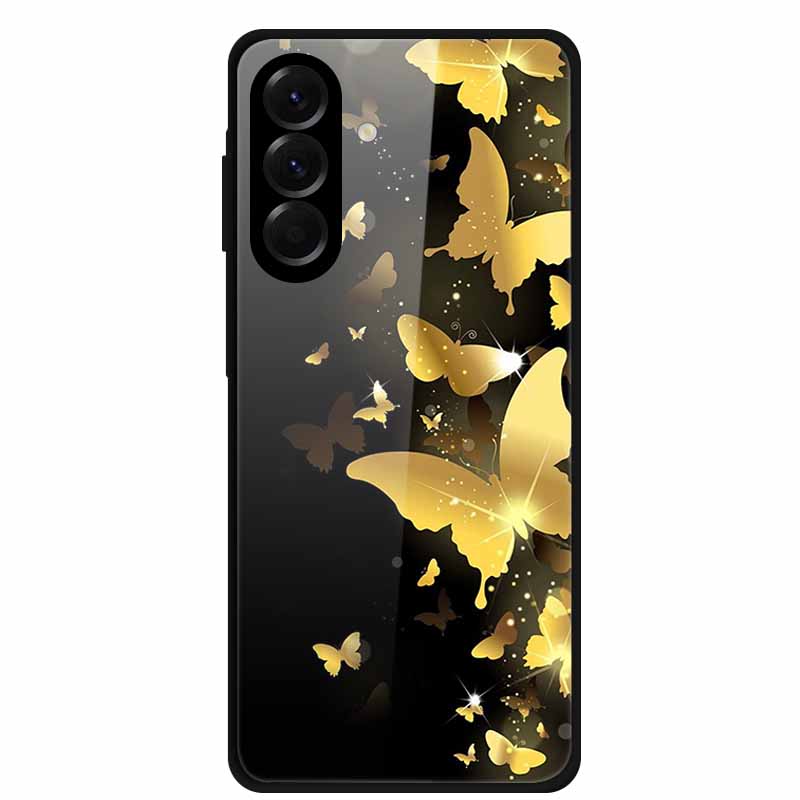 Tempered Glass Phone Case For Samsung Galaxy S24 FE Case Hard PC Back Cover Shell for Galaxy S24FE S 24 FE 5G Hard Covers Flower