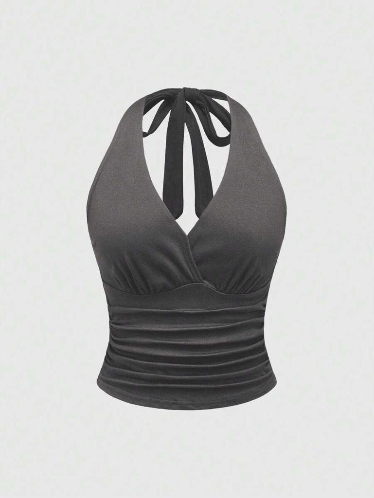 2026 European Summer Solid Color Spaghetti Strap Halter Vest: Versatile, Slimming, Sexy Sleeveless Top for Women
