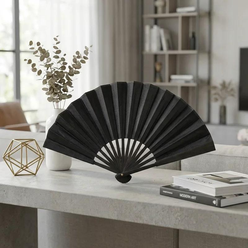 Folding Fan Chinese Style Summer 10inch Ancient Style Fan Men's Silk Cloth 2026 New Model Summer Bamboo Fan Hanfu Portable Fan