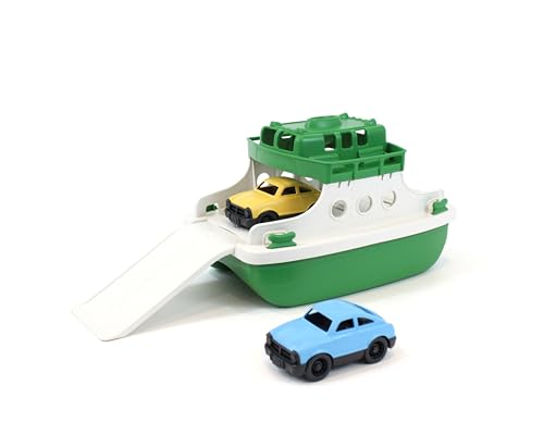 Green Toys Ferry Boat with Mini Car Bath Toy, 10" X 6.6" X 6.3", FRBGW-1290