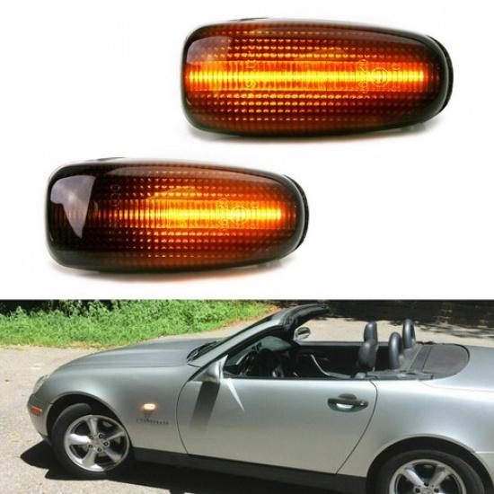 Smoked Fender Sequential LED Amber Side Marker Lights For Mercedes CLK SLK Class