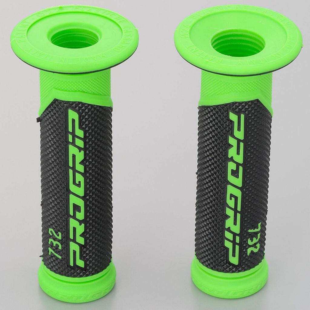 Daytona PROGRIP 732 Typ Motorrad für Durchmesser 98097 Griffe, 125mm, 22,2mm Lenker, Antivibrationsgel, Durchstoßende Enden, Schwarz/Grün,