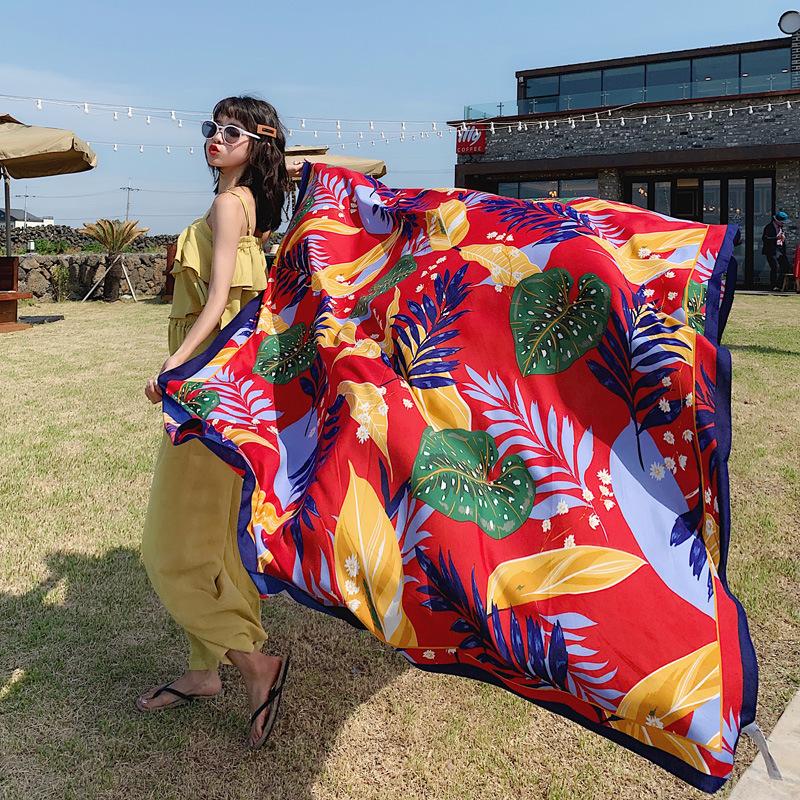 Seidenschal für den Sommer Dünner Damen Supergroßer Multifunktionaler und Vielseitiger Dekorativer Strandurlaub Sonnenschutz Großer Schal Strandtuch