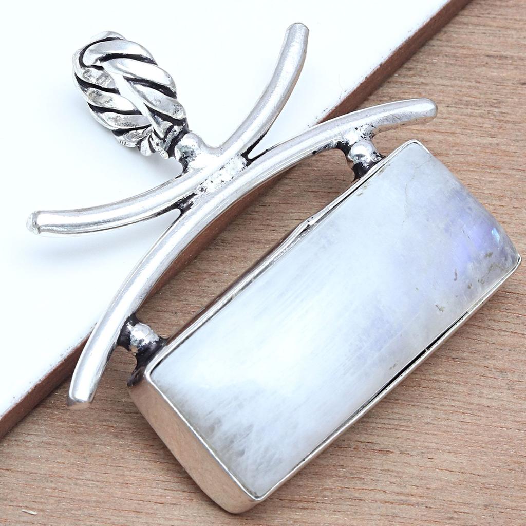 Moonstone Gemstone Handmade Women's Unisex Silver Jewelry Pendant 1.5