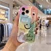 Pastel Smile Hand Letter Good Luck Phone Case For iPhone 17 16 15 14 13 12 11 Pro Max Plus Wavy Edge Cover